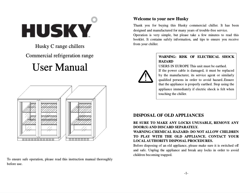 Page n°1 - Manuel utilisateur Husky ALF-C1-BLK-840