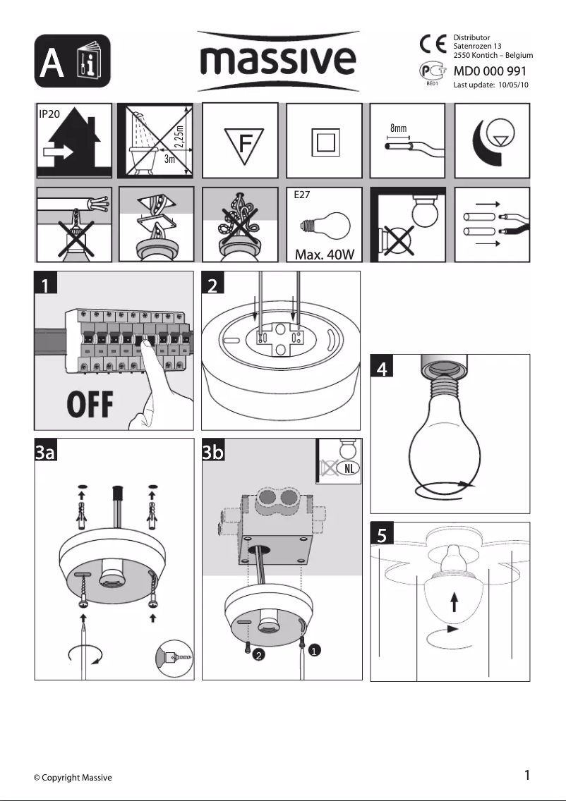 Page 1 de la notice Manuel utilisateur Massive Kico 40153/55/10