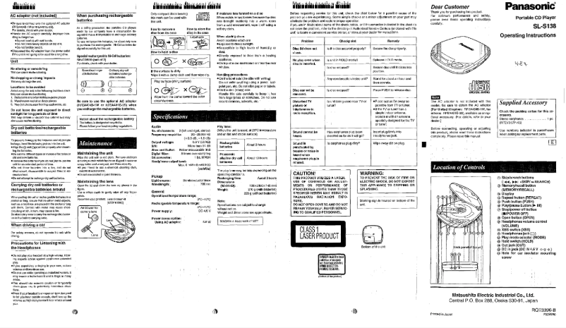 Image de la première page du manuel de l'appareil SL-S138