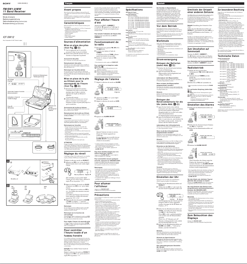 Page 1 de la notice Manuel utilisateur Sony ICF-SW12