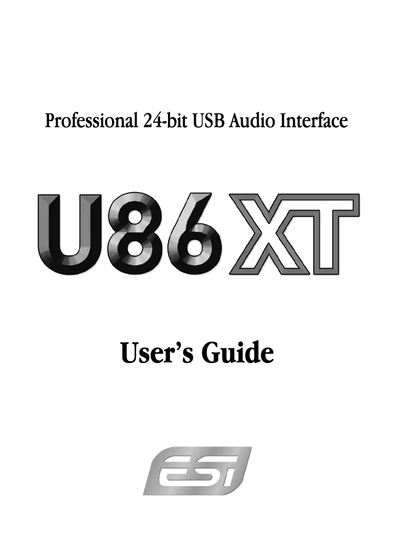 Page n°1 - Manuel utilisateur ESI U86 XT