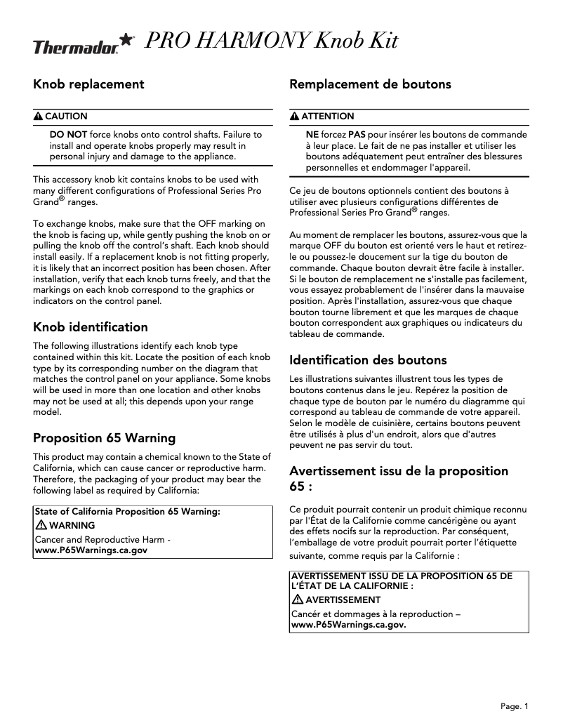 Page 1 de la notice Manuel utilisateur Thermador PARKB3XHY