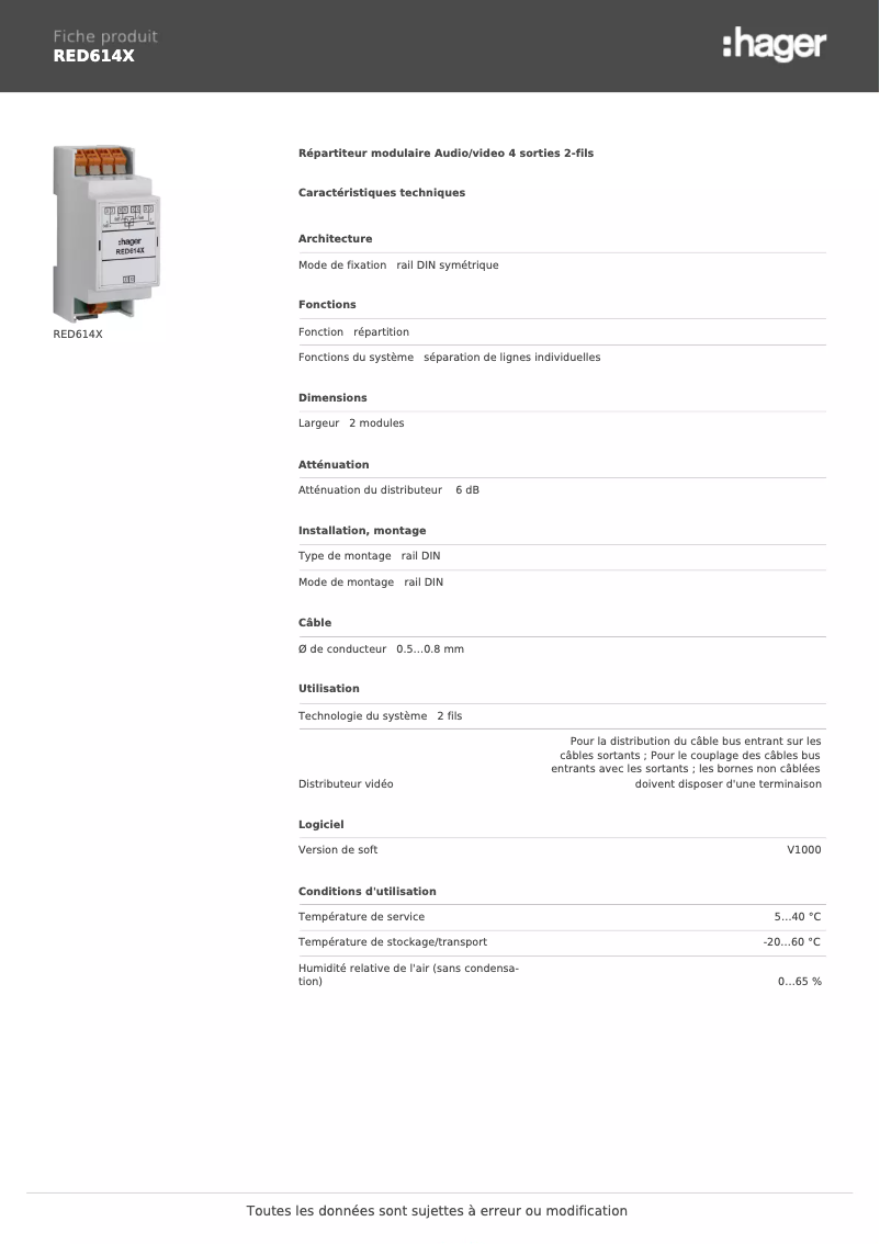 Image de la première page du manuel de l'appareil RED614X