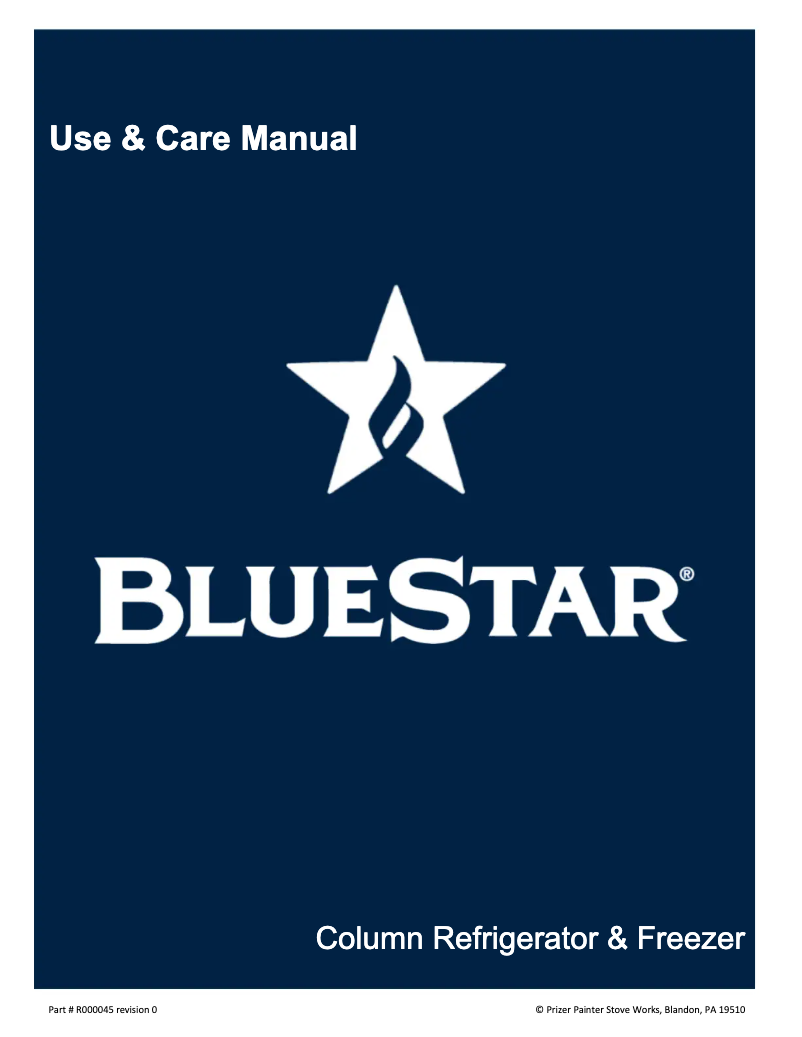 Page n°1 - Manuel d'utilisation et d'entretien BlueStar BIR24L0