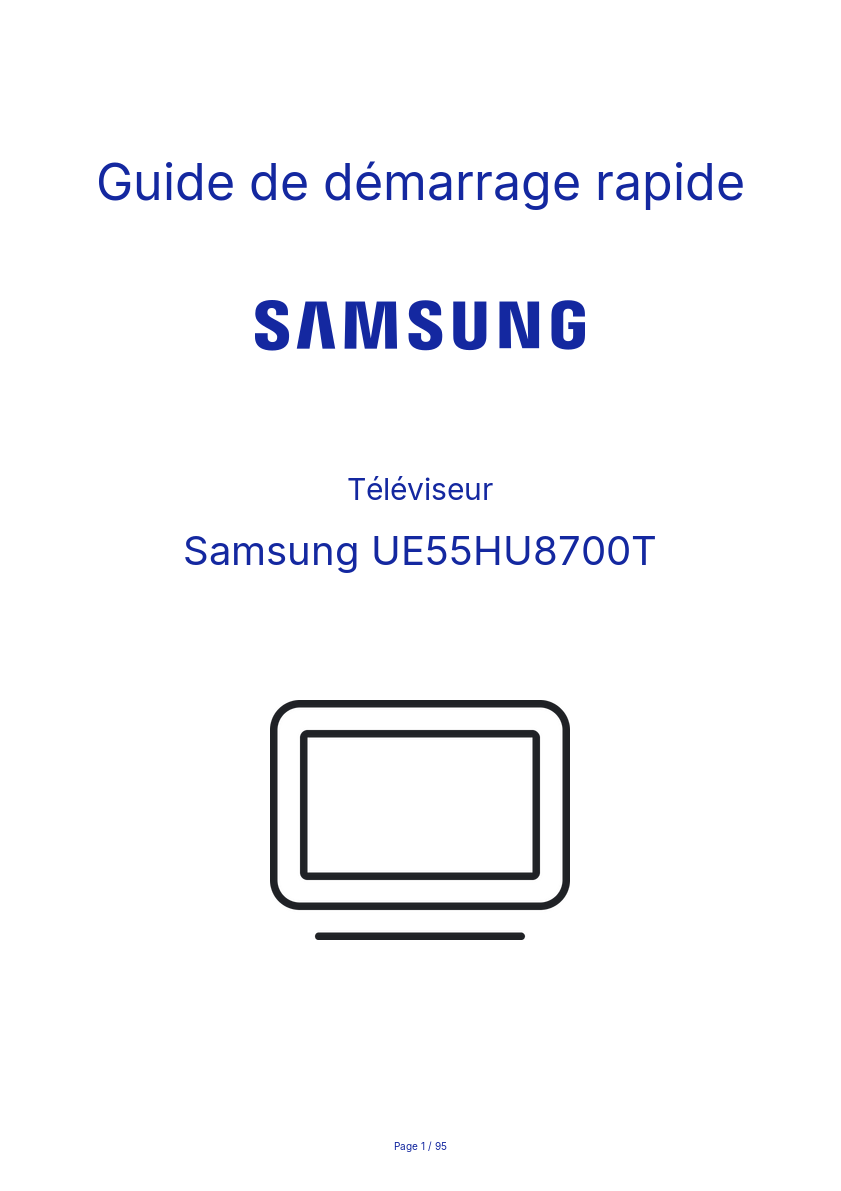 Page n°1 - Guide de démarrage rapide Samsung UE55HU8700T