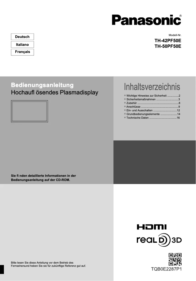 Image de la première page du manuel de l'appareil TH-42PF50E