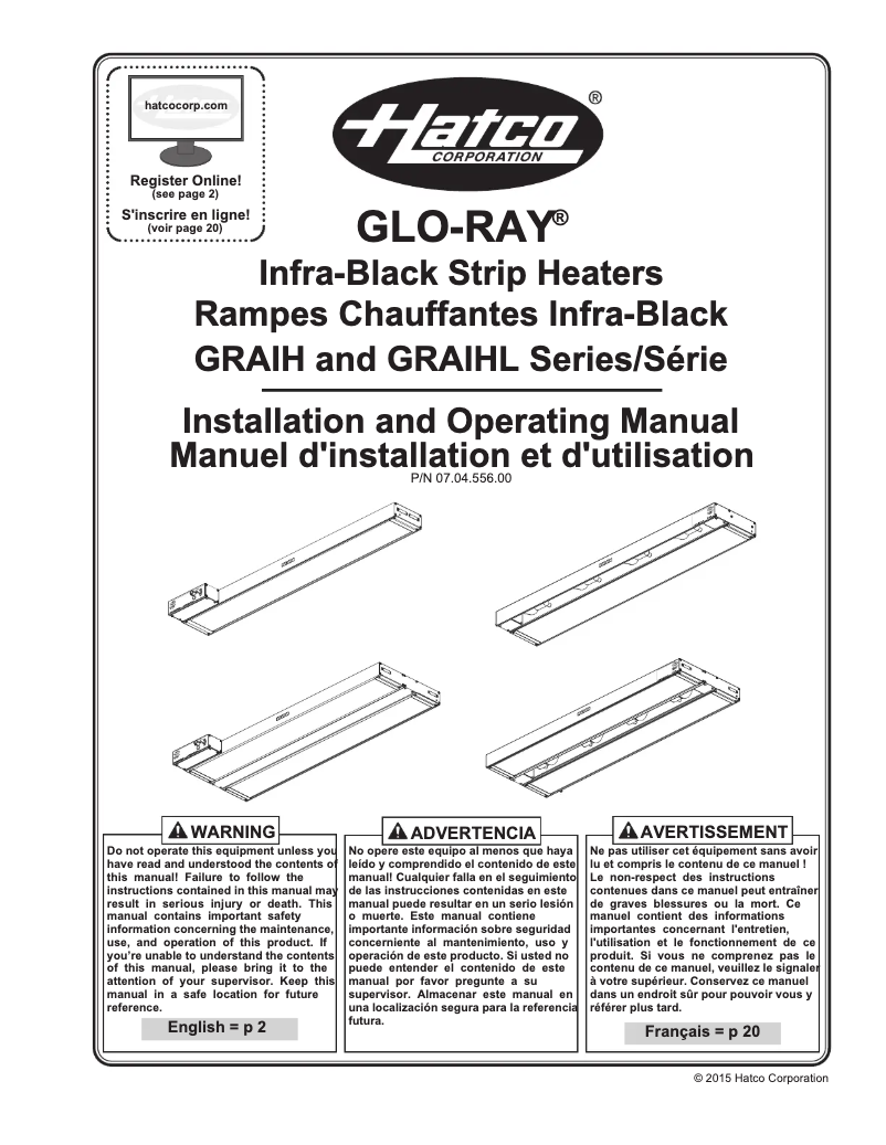 Page 1 de la notice Manuel utilisateur Hatco Glo-Ray GRBW-60
