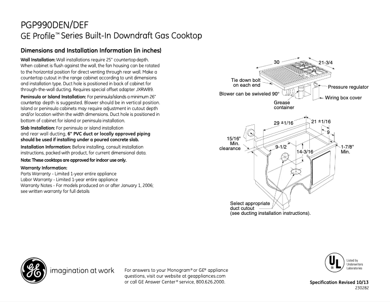 Image de la première page du manuel de l'appareil Profile PGP990DENWW