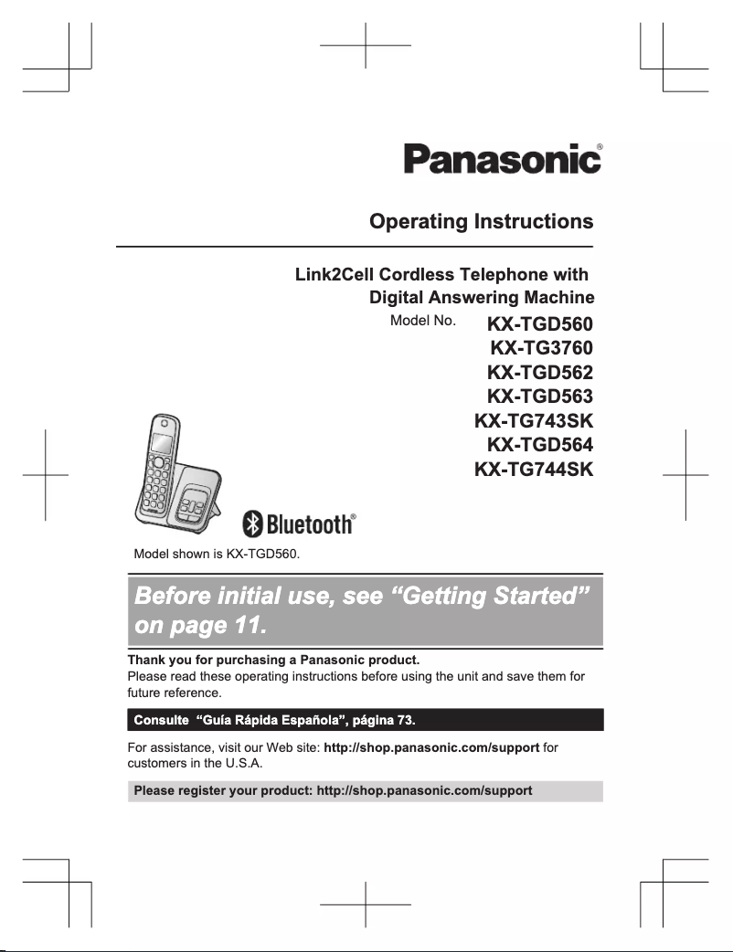 Page 1 de la notice Manuel utilisateur Panasonic KX-TG3760M
