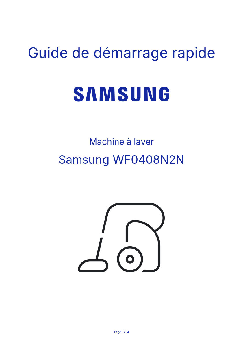 Page n°1 - Guide de démarrage rapide Samsung WF0408N2N