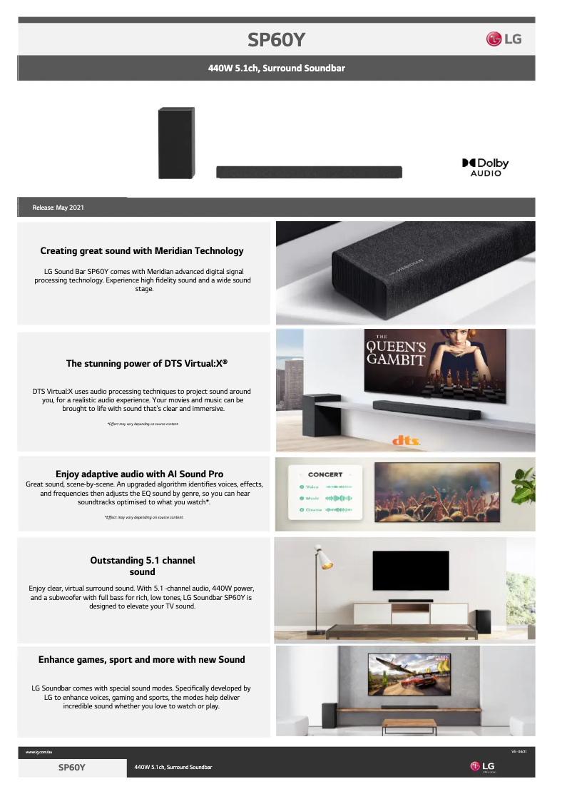 Página 1 del manual Ficha técnica LG SP60Y