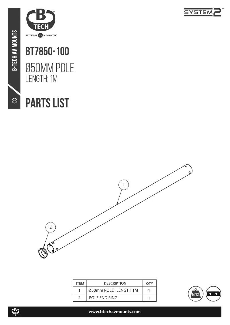 Page 1 de la notice Manuel utilisateur B-Tech BT7850-100