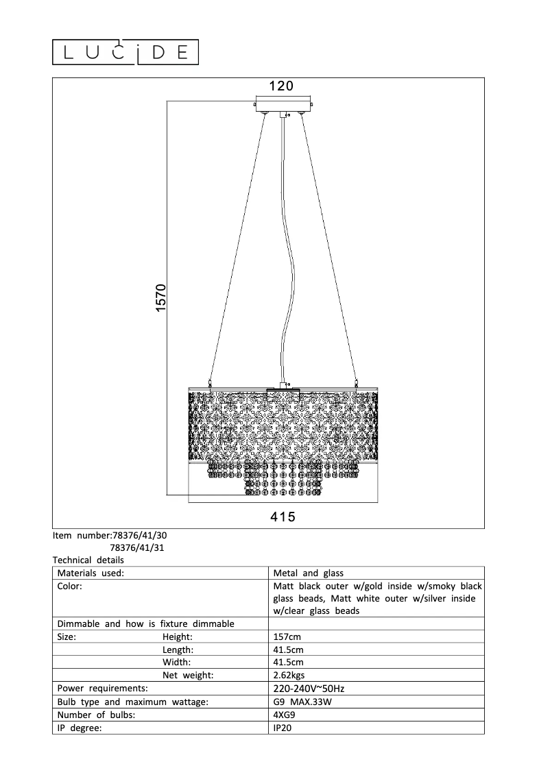 Page n°1 - Manuel utilisateur Lucide Raka 78376/41/30