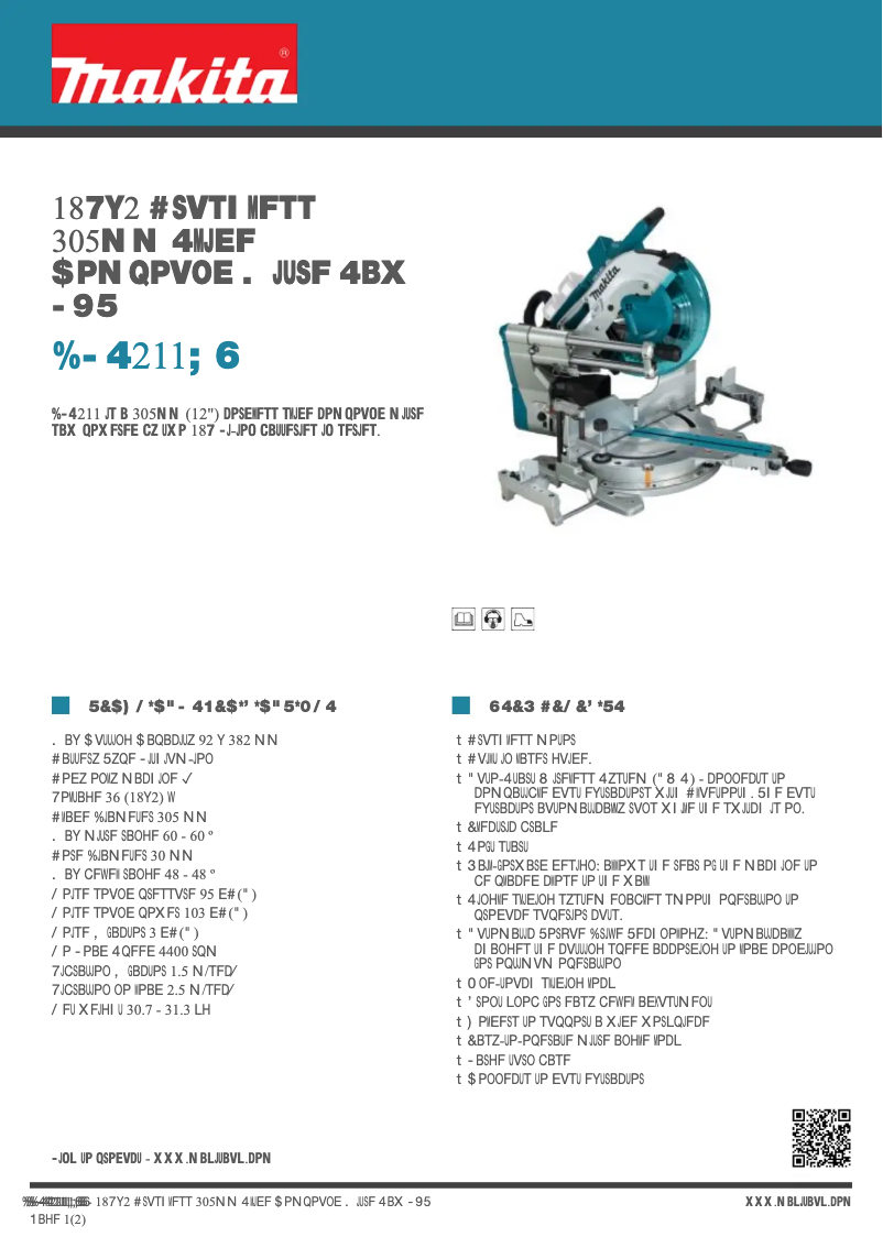 Page 1 de la notice Fiche technique Makita DLS211ZU