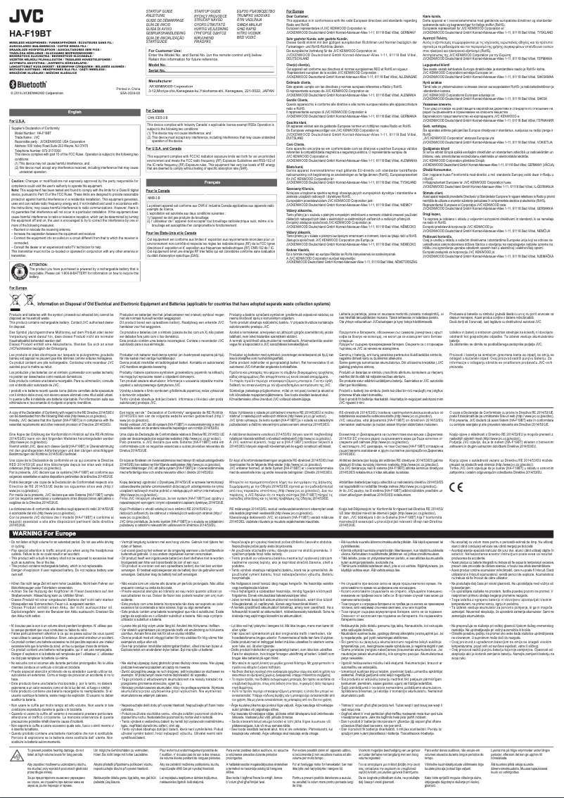 Page 1 de la notice Manuel utilisateur JVC HA-F19BT-PT