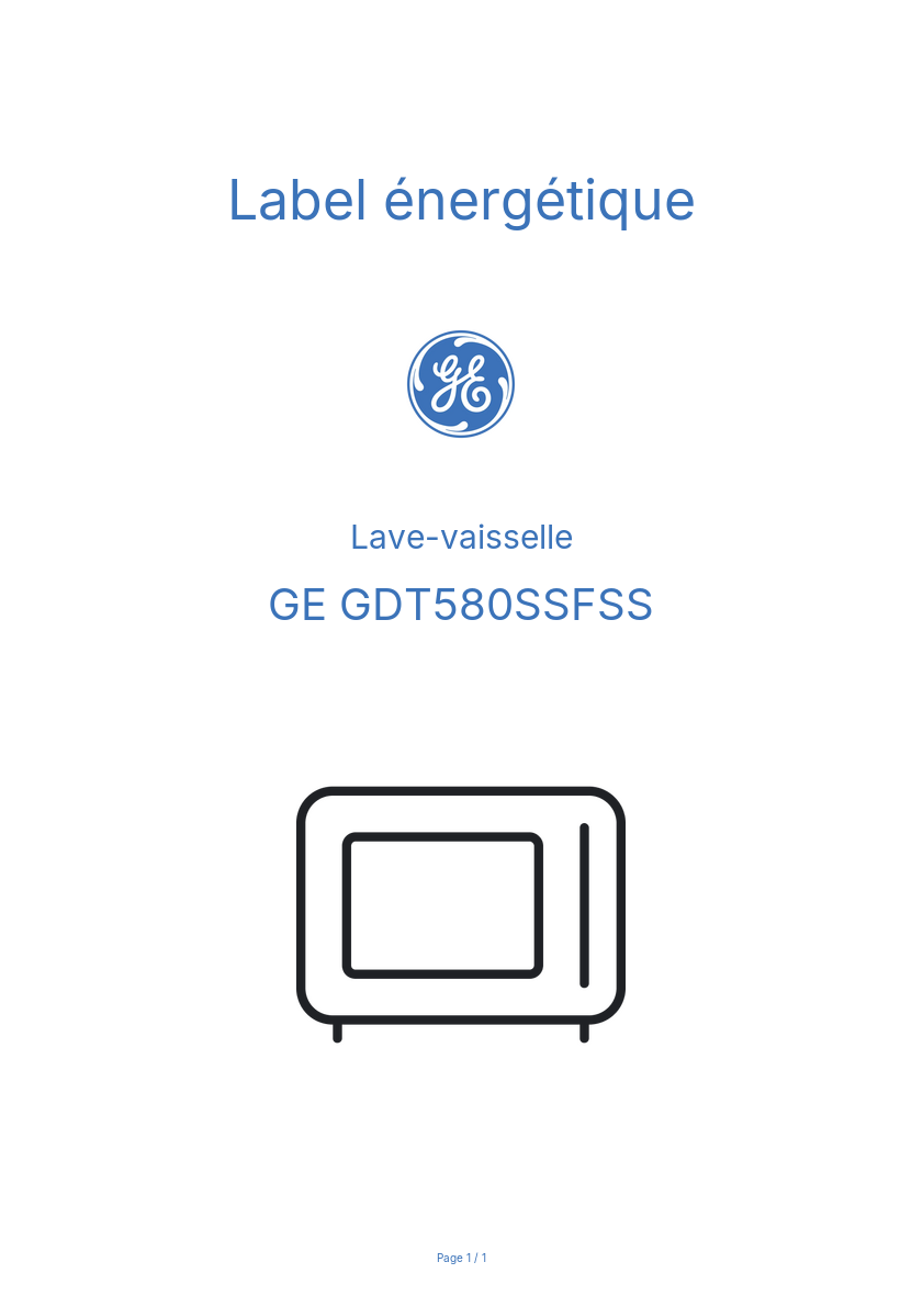 Page n°1 - Label énergétique GE GDT580SSFSS
