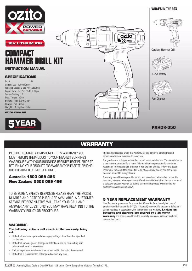 Image de la première page du manuel de l'appareil PXHDK-350