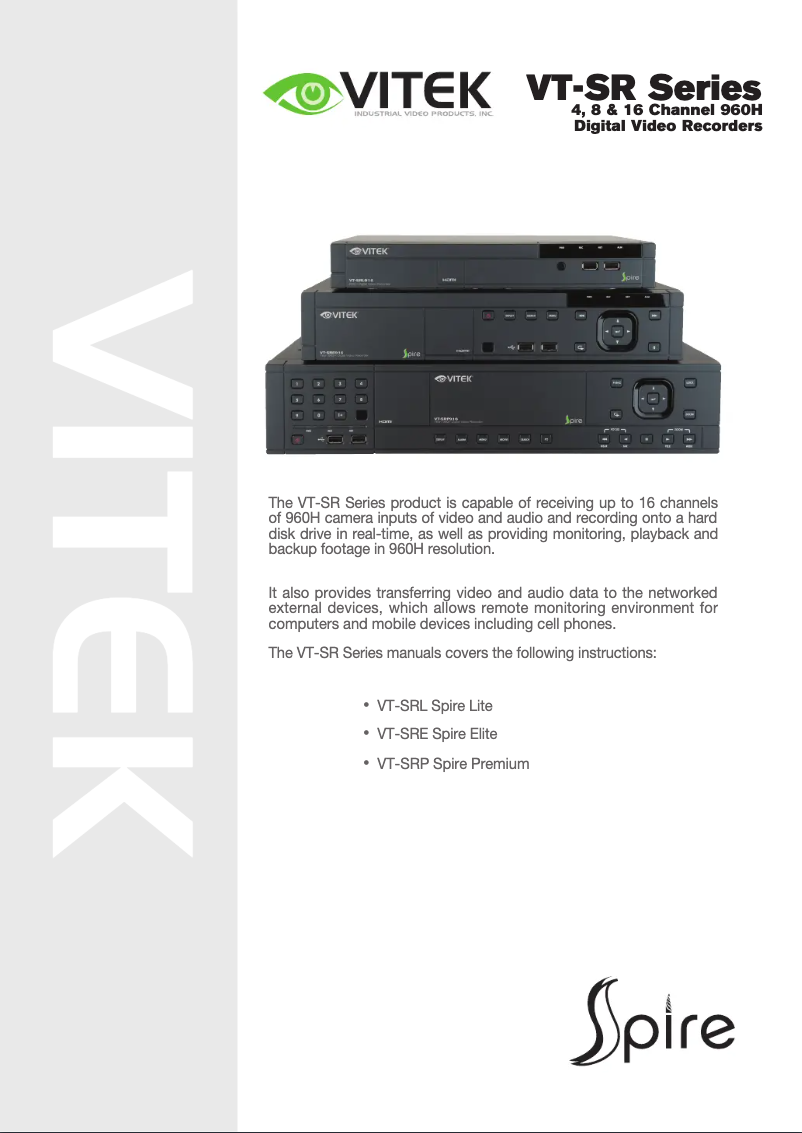 Page n°1 - Manuel utilisateur Vitek Spire VT-SRL908