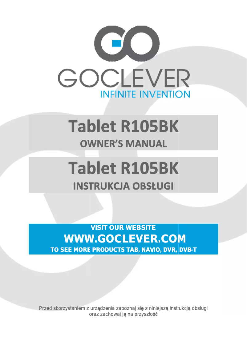 Page 1 de la notice Manuel utilisateur GoClever TAB R105BK