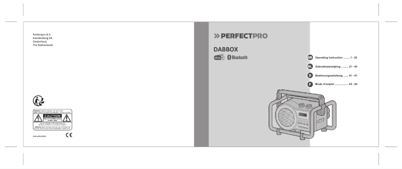 Page 1 de la notice Manuel utilisateur PerfectPro Dabbox