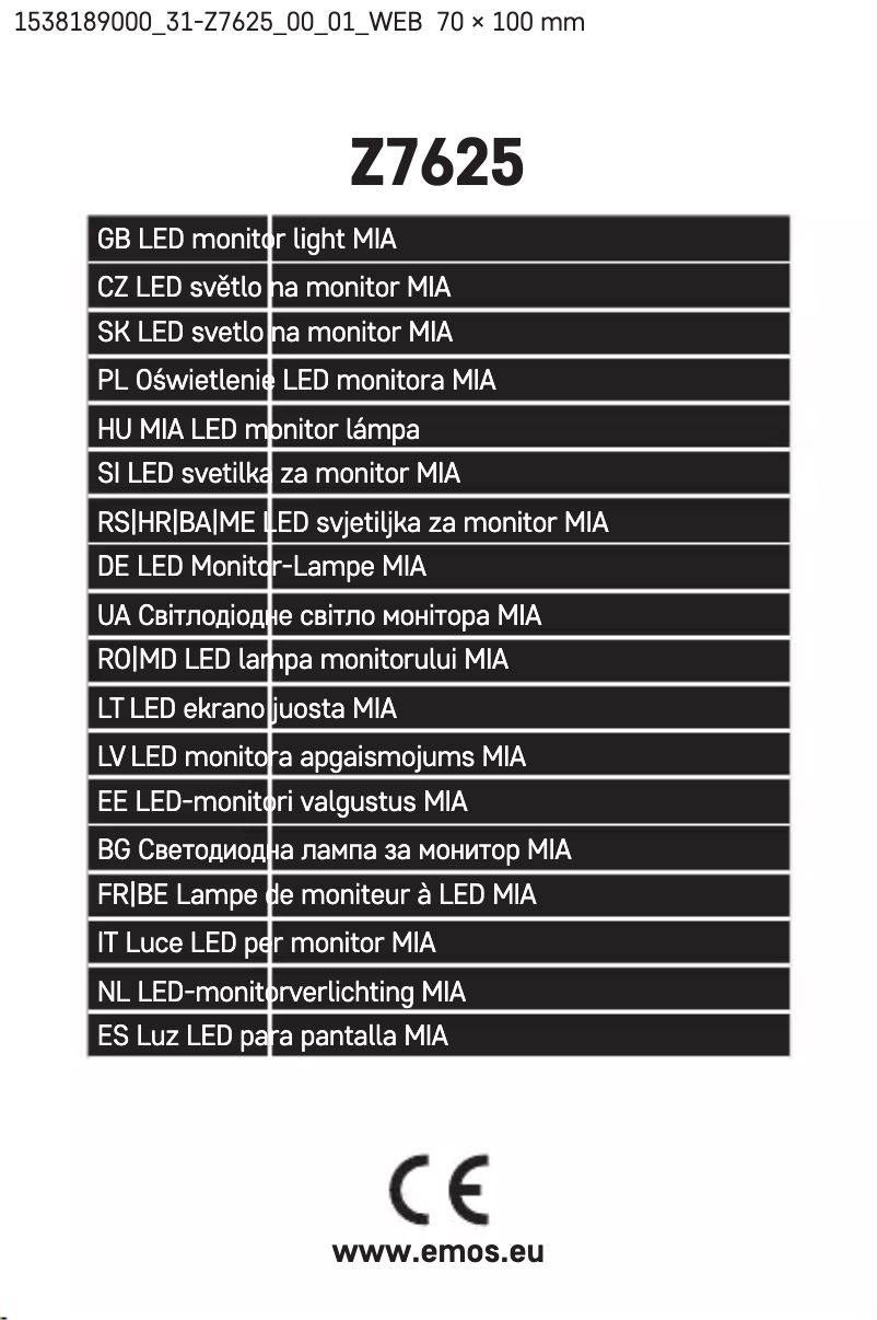 Page 1 de la notice Manuel utilisateur Emos Z7625