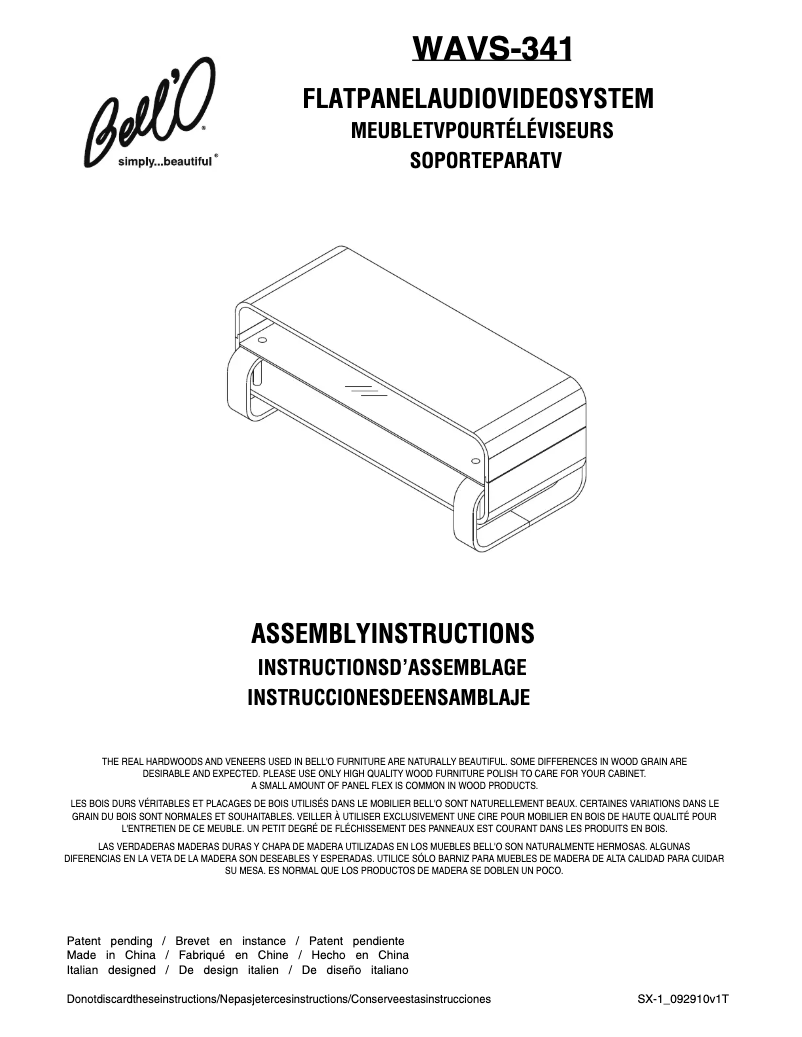 Página 1 del manual Manual de usuario Bell'O WAVS-341