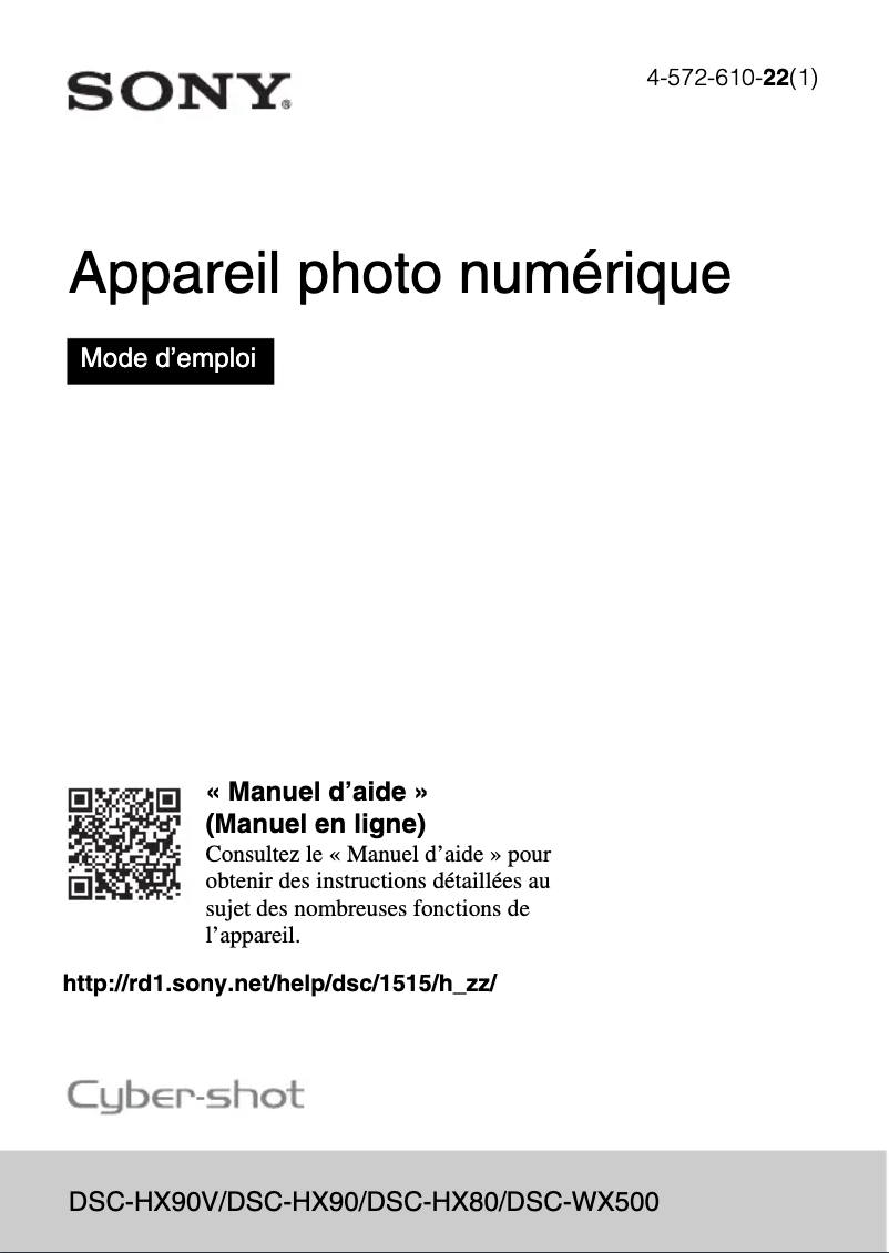 Page 1 de la notice Manuel utilisateur Sony Cybershot DSC-HX90V