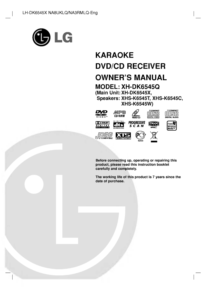 Page n°1 - Manuel utilisateur LG XH-DK6545Q