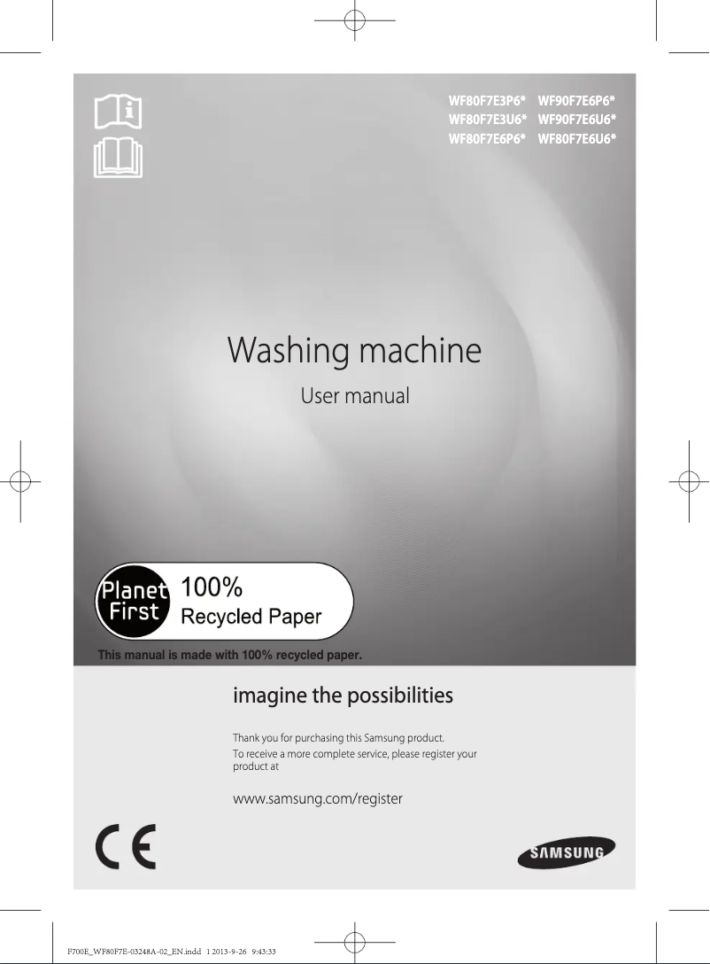 Page n°1 - Manuel utilisateur Samsung WF80F7E6U6W/EU