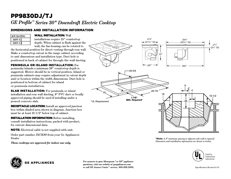 Image de la première page du manuel de l'appareil Profile PP9830DJBB