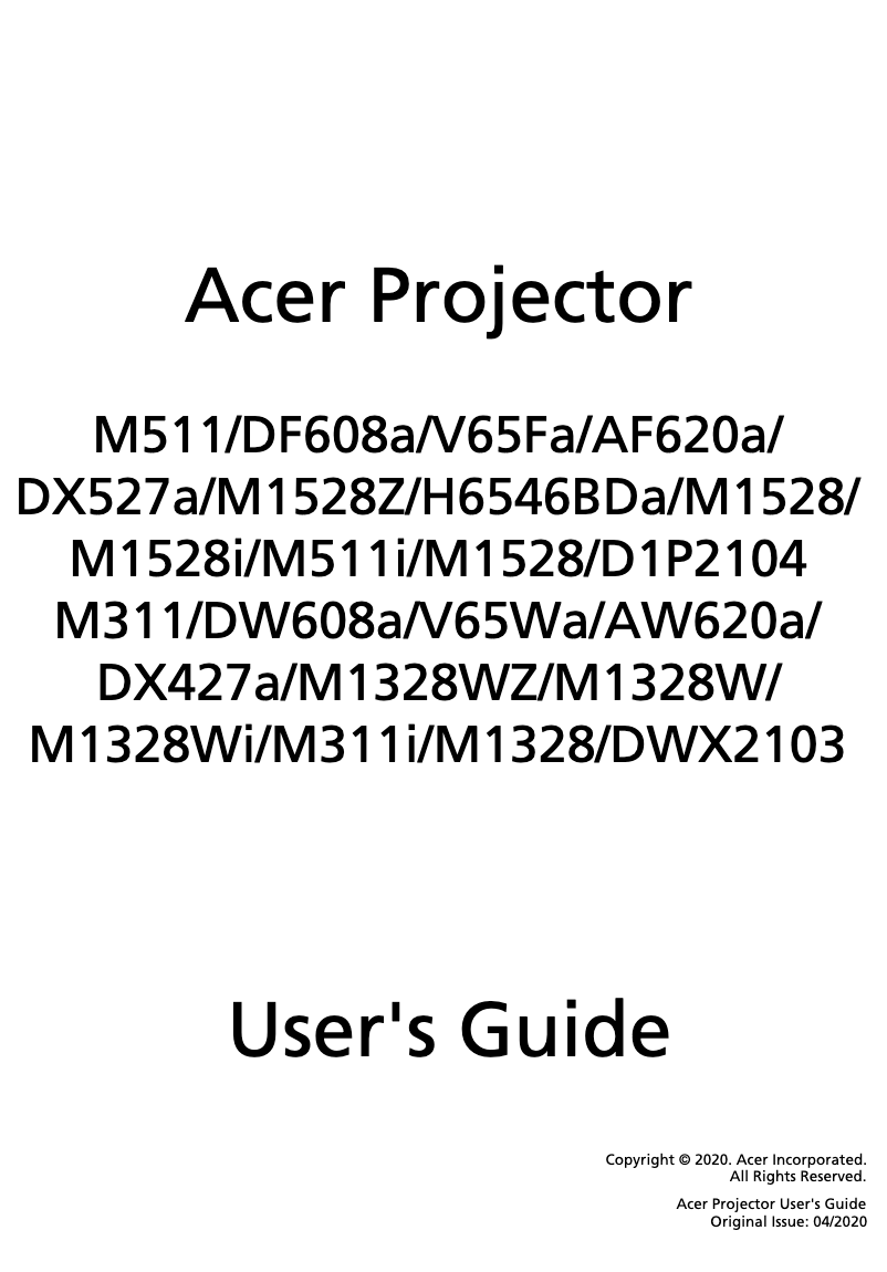 Page n°1 - Manuel utilisateur Acer DF608a