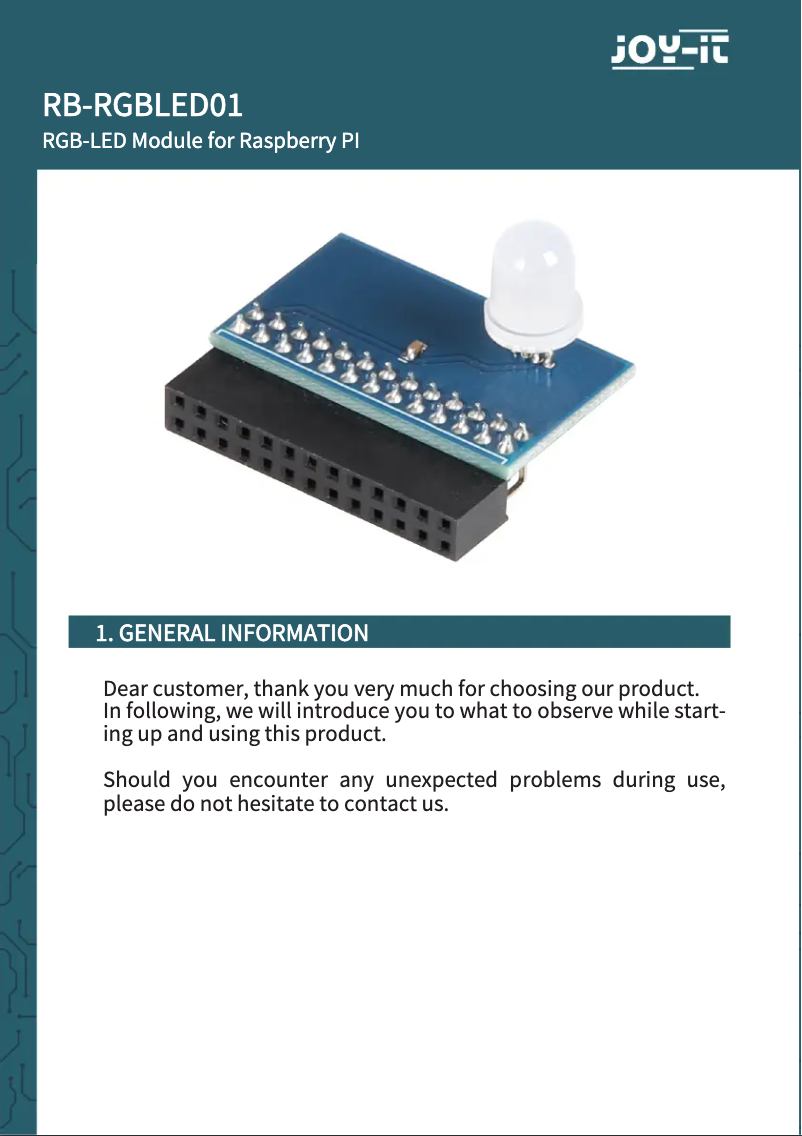 Image de la première page du manuel de l'appareil RB-RGBLED01