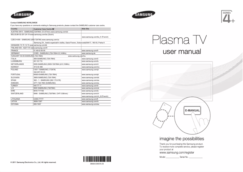Image de la première page du manuel de l'appareil PS43D490A1W