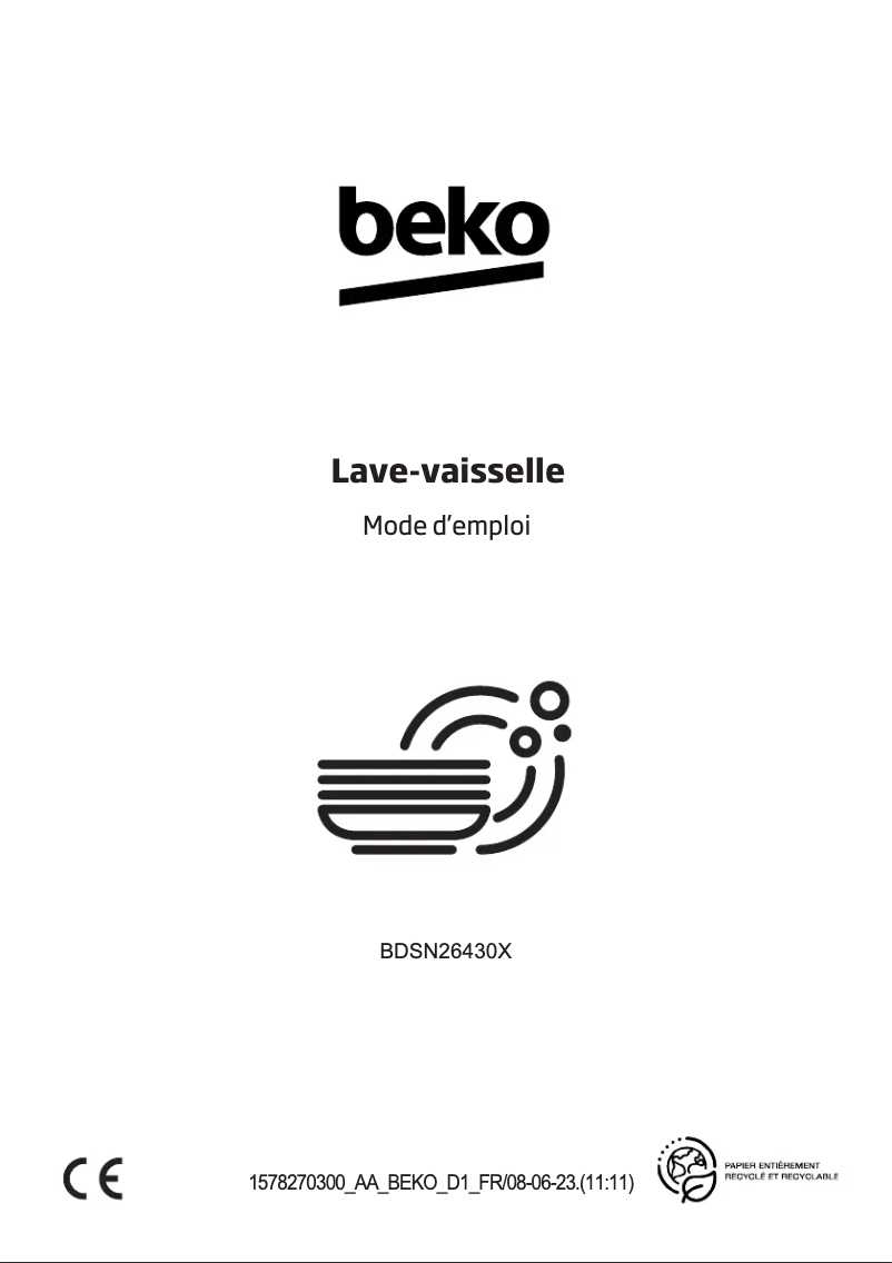 Page 1 de la notice Manuel utilisateur Beko BDSN26430X