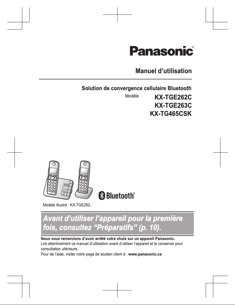 Imagen de la primera página del manual del dispositivo KX-TGE260