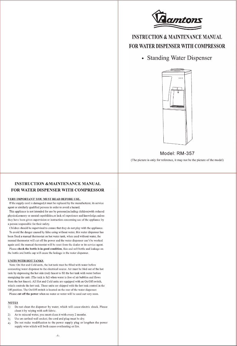 Page 1 de la notice Manuel utilisateur Ramtons RM/357