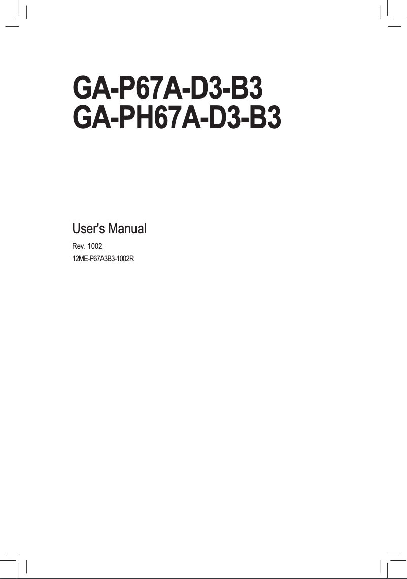 Image de la première page du manuel de l'appareil GA-PH67A-D3-B3