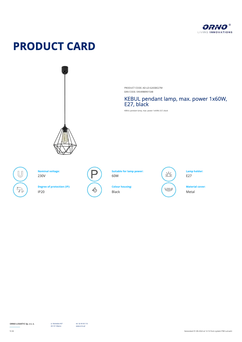 Image de la première page du manuel de l'appareil AD-LD-6265BE27M