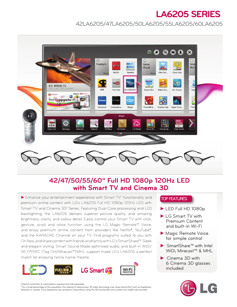 Página 1 del manual Ficha técnica LG 50LA6205