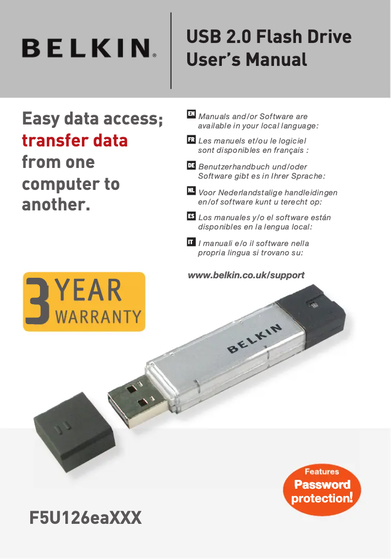 Page 1 de la notice Manuel utilisateur Belkin F5U025TT128MB