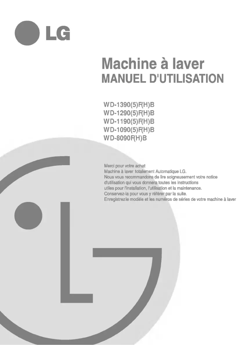 Page n°1 - Manuel utilisateur LG WD-8090FB