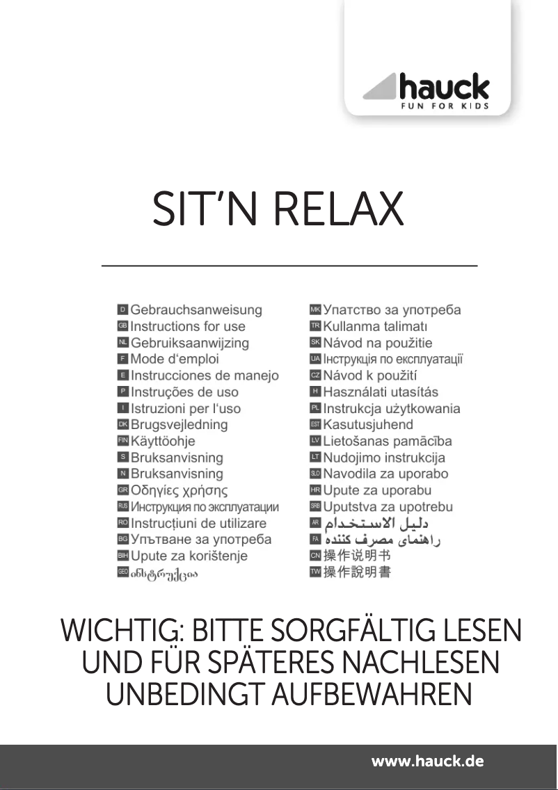 Page n°1 - Manuel utilisateur Hauck Sit'N Relax