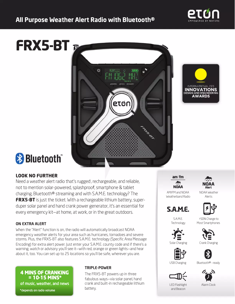 Page 1 de la notice Fiche technique Eton FRX5-BT