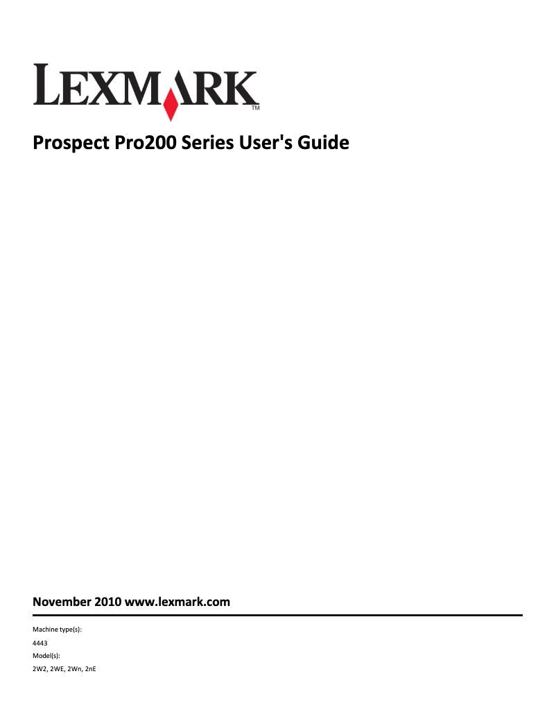 Page 1 de la notice Manuel utilisateur Lexmark Prospect Pro202