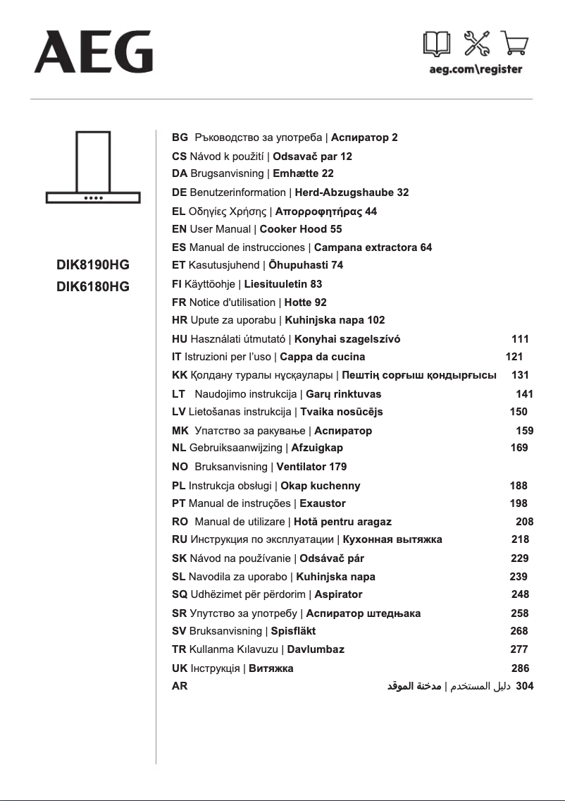 Imagen de la primera página del manual del dispositivo DIK8190HG