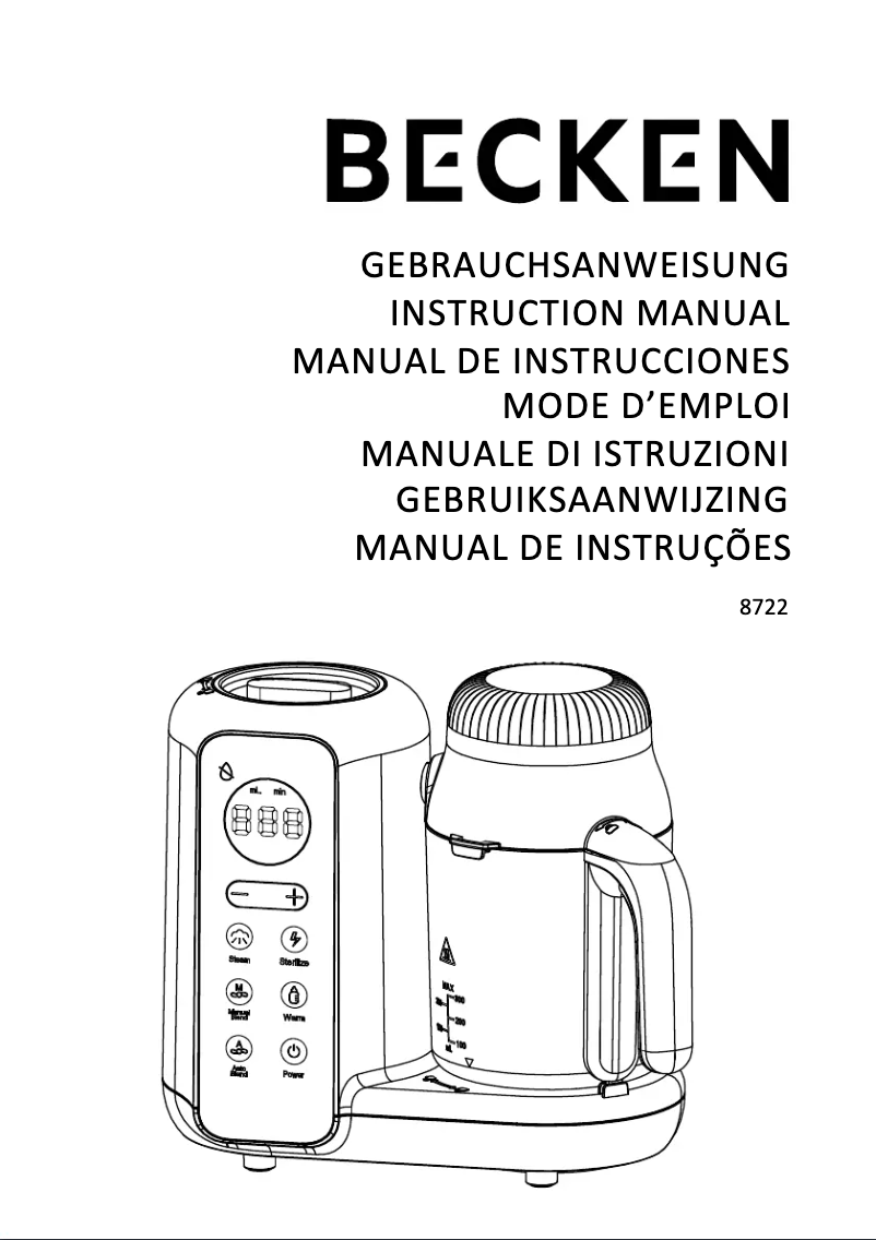 Page 1 de la notice Manuel utilisateur Becken 8722