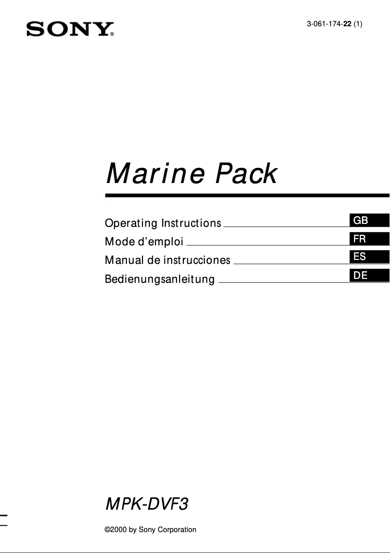 Página 1 del manual Manual de usuario Sony MPK-DVF3
