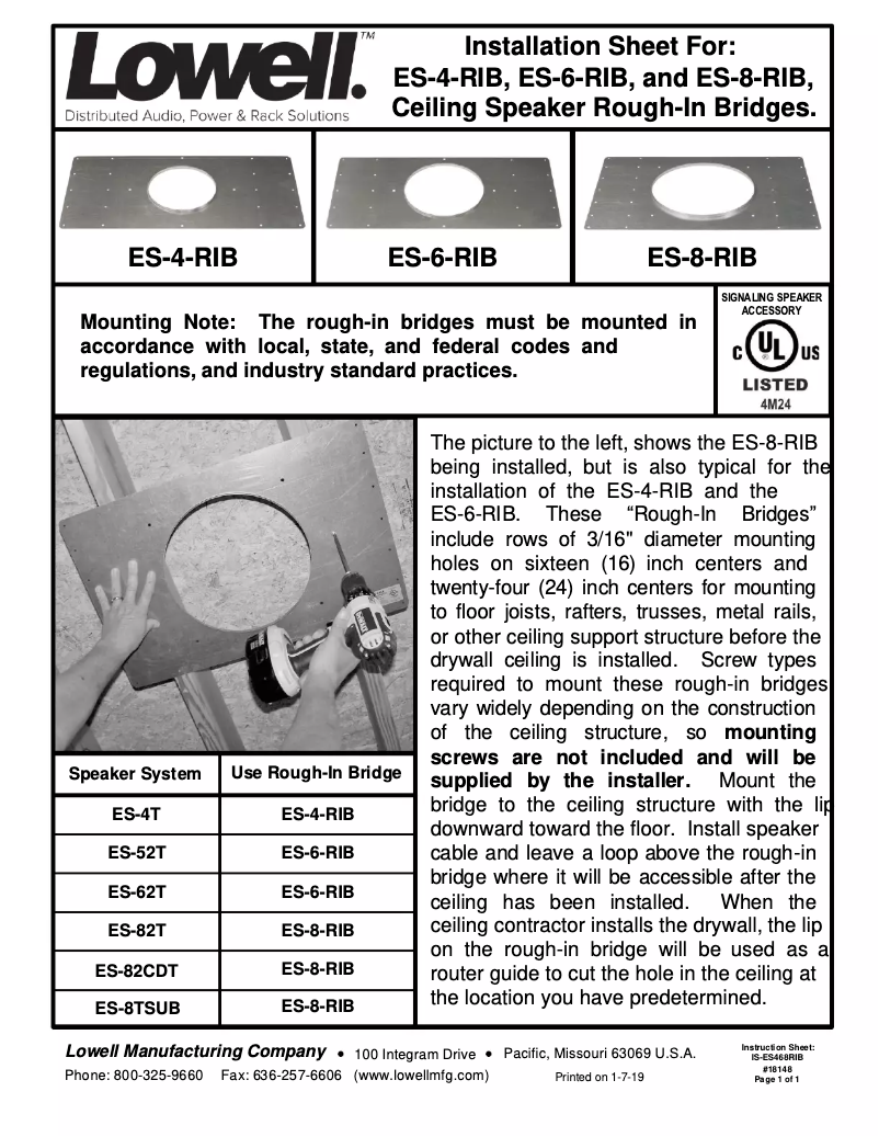 Image de la première page du manuel de l'appareil ES-4-RIB