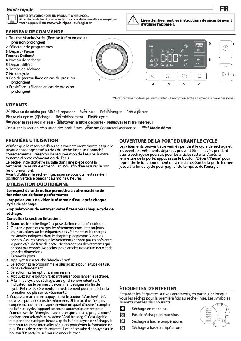 Página 1 del manual Manual de instrucciones Whirlpool FFT M11 82B