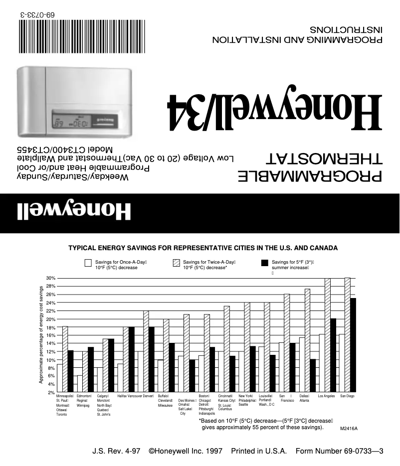 Page n°1 - Manuel utilisateur Honeywell CT3455